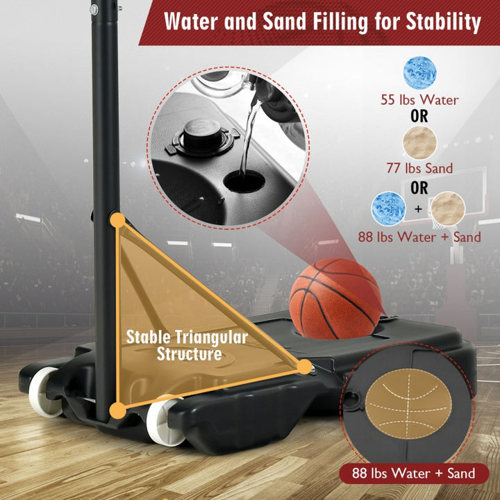 Portable Basketball Hoop with Adjustable Height and Wheels
