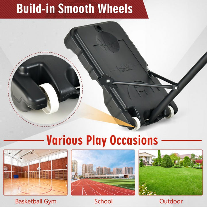 Portable Basketball Hoop with Adjustable Height and Wheels