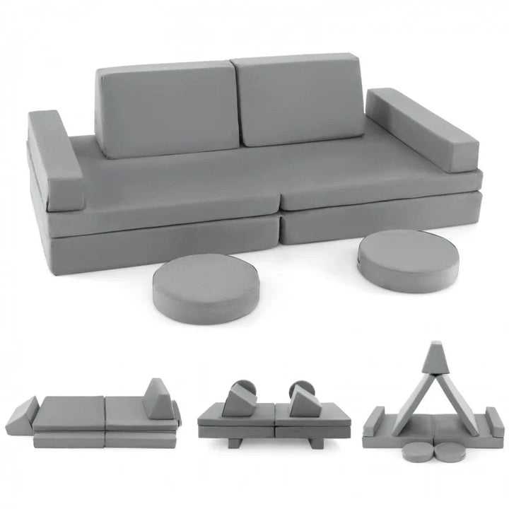 8-Piece Kids Sofa Play Couch (Grey or Blue)