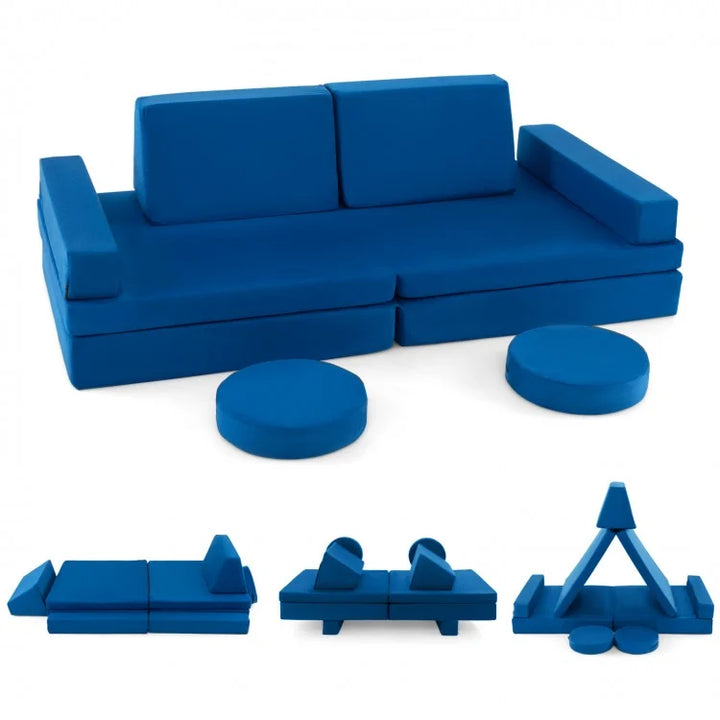 8-Piece Kids Sofa Play Couch (Grey or Blue)
