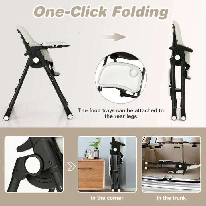 Foldable High Chair With Adjustable Heights