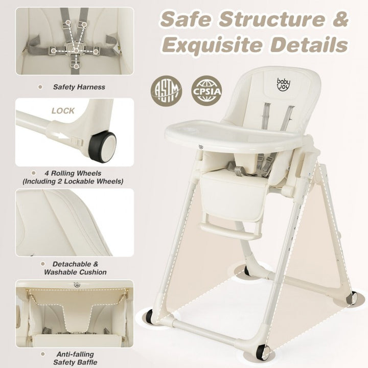 Foldable High Chair With Adjustable Heights