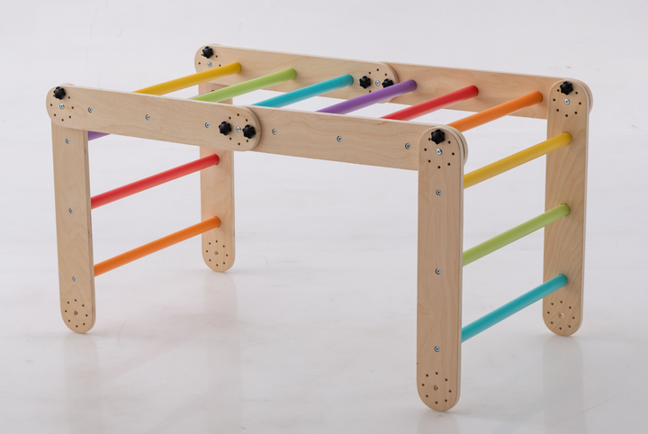 Transformable Pikler Triangle + Reversible Climbing Ramp – 2-in-1 Foldable Climber