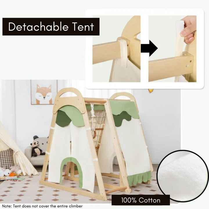 6-in-1 Indoor Jungle Gym Playset – Kids Wooden Climber with Slide & Swing