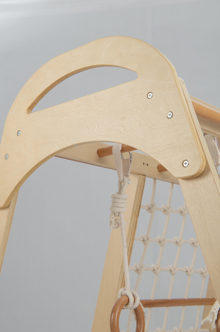 6-in-1 Indoor Jungle Gym Playset – Kids Wooden Climber with Slide & Swing