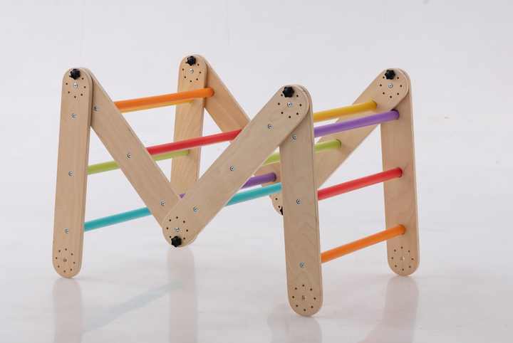 Transformable Pikler Triangle + Reversible Climbing Ramp – 2-in-1 Foldable Climber