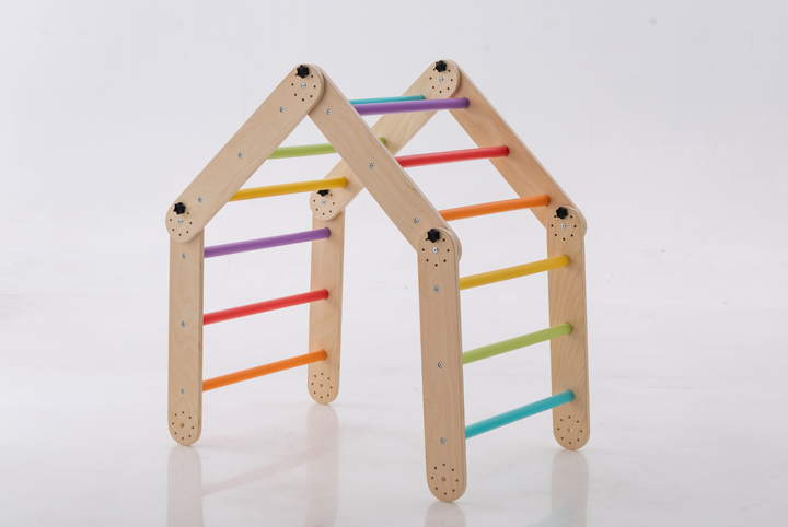 Transformable Pikler Triangle + Reversible Climbing Ramp – 2-in-1 Foldable Climber