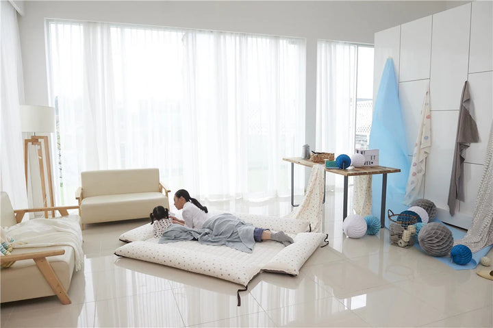 Creamhaus Inua Play Room – Non-Toxic Padded Playpen & Floor Bed (Foam Bumper Walls, Washable Cover)