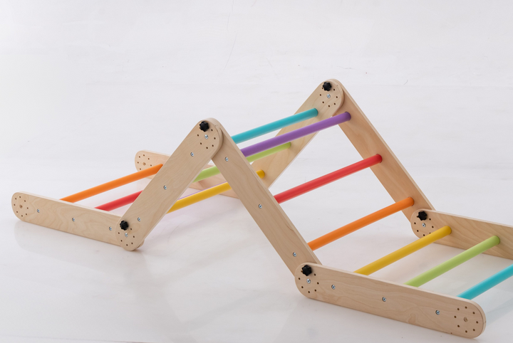 Transformable Pikler Triangle + Reversible Climbing Ramp – 2-in-1 Foldable Climber