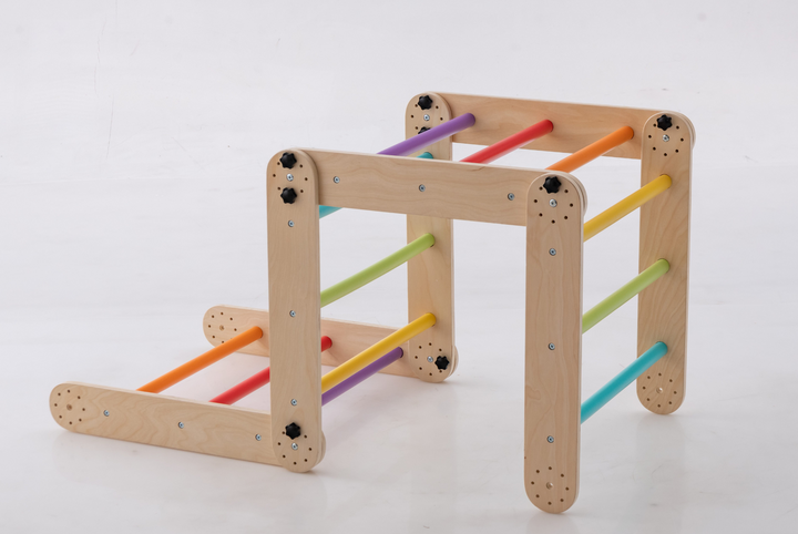 Transformable Pikler Triangle + Reversible Climbing Ramp – 2-in-1 Foldable Climber