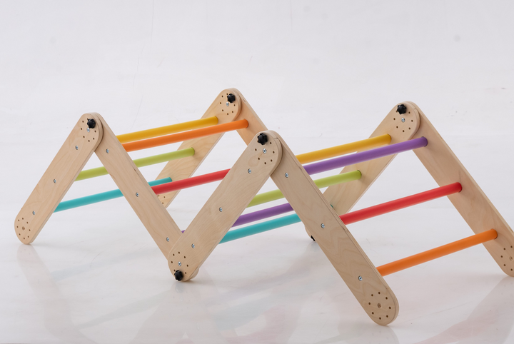 Transformable Pikler Triangle + Reversible Climbing Ramp – 2-in-1 Foldable Climber