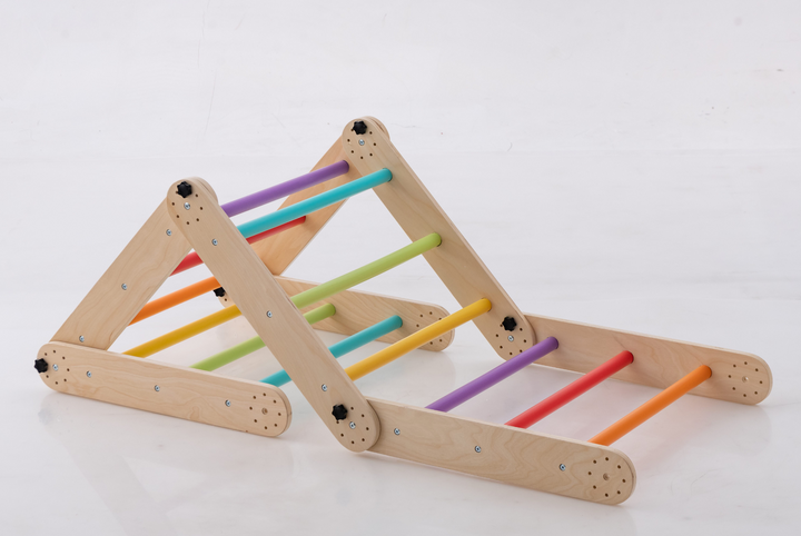 Transformable Pikler Triangle + Reversible Climbing Ramp – 2-in-1 Foldable Climber