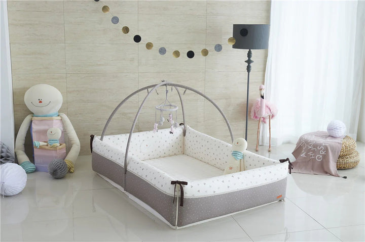 Creamhaus Inua Play Room – Non-Toxic Padded Playpen & Floor Bed (Foam Bumper Walls, Washable Cover)