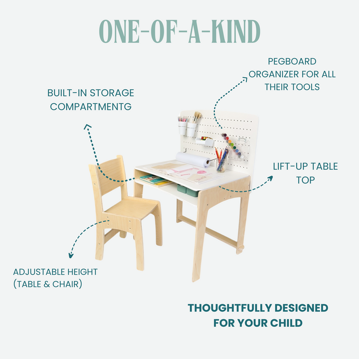 Kid Desk & Adjustable Chair - Made In Canada