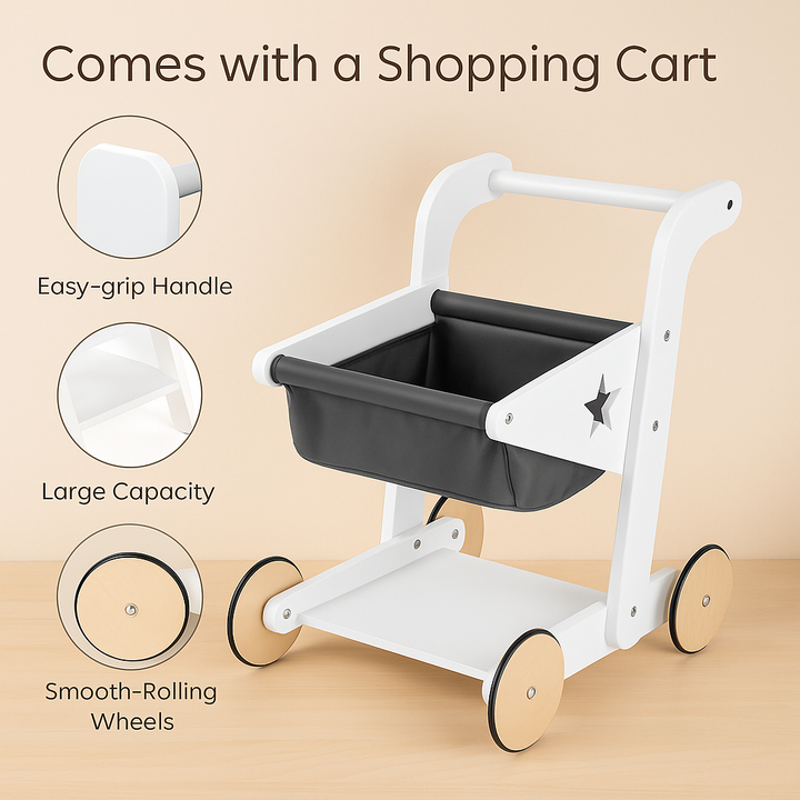 Pretend Play Grocery Store with Shopping Cart