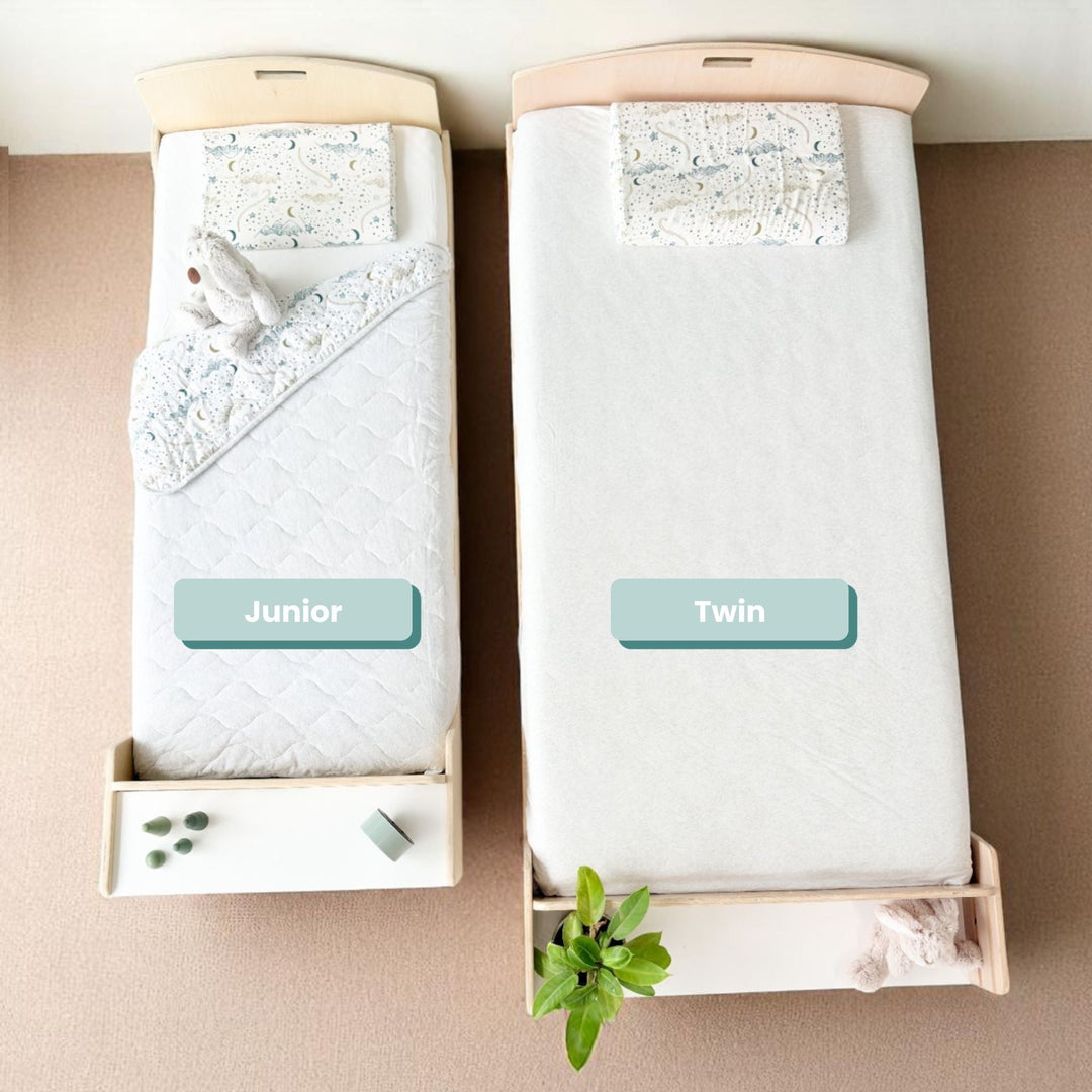 Montessori Floor Bed With Shelf (JUNIOR) Made In Canada