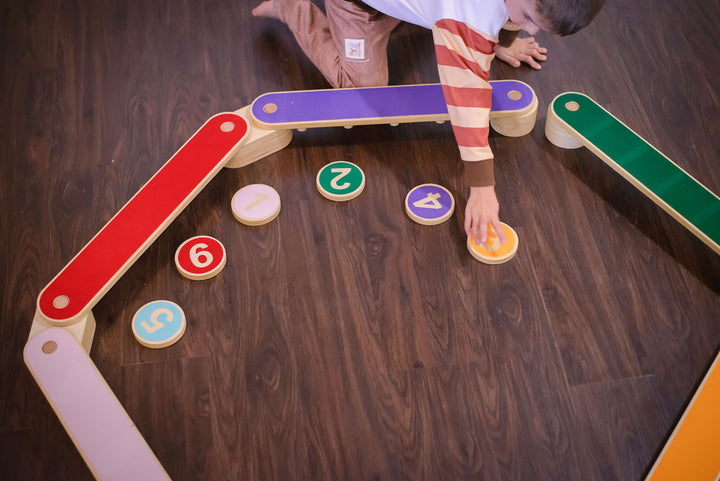 Kids Balance Beam & Stepping Stones Obstacle Course (12pc Montessori Gross Motor Set)