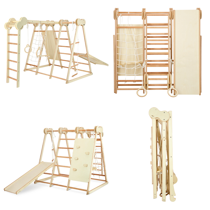 6-in-1 Indoor Jungle Gym for Kids (Climber, Slide, Swing, Monkey Bars)