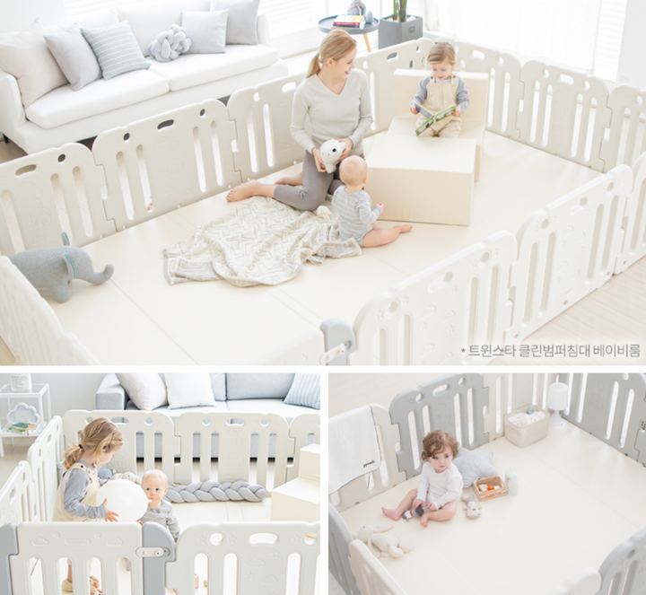 Ggumbi Lucky Star Play Room (XXL) – Extra-Large Convertible Play Pen & Bumper Bed (Fits 2 Mats, Non-Toxic Foam)