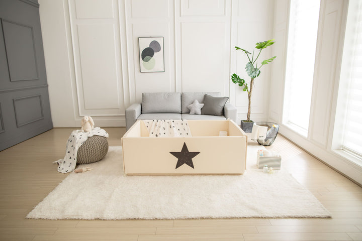 Ggumbi Lucky Star Play Room (XL) – Convertible Foam Play Pen & Bumper Bed, Non-Toxic with Soft Walls
