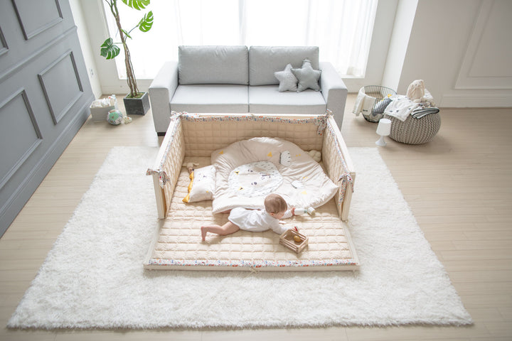 Ggumbi Lucky Star Play Room (XL) – Convertible Foam Play Pen & Bumper Bed, Non-Toxic with Soft Walls