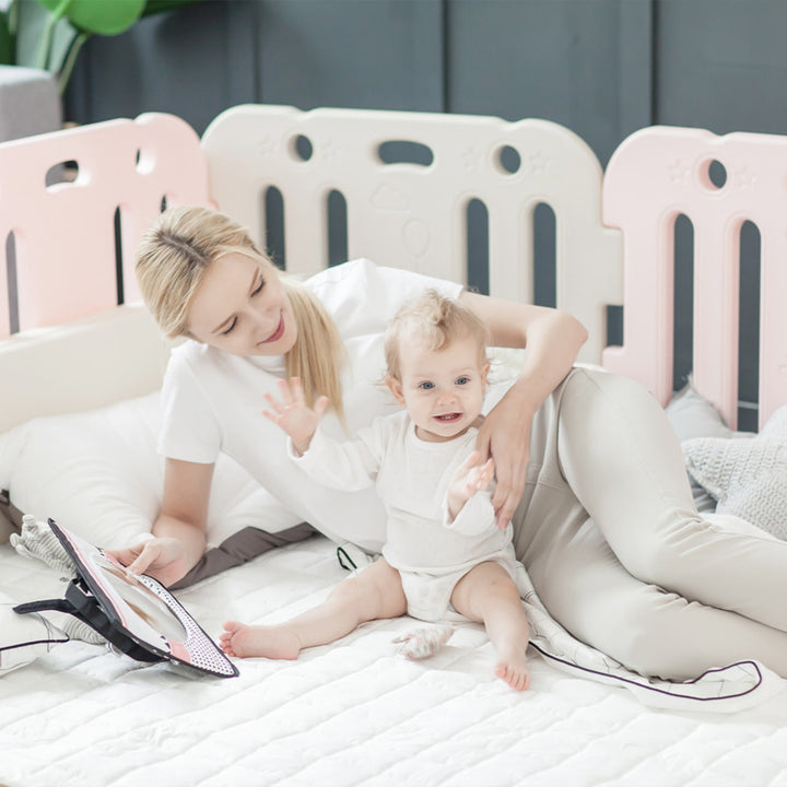Ggumbi Baby Room Play Pen (10-Panel) – Safe Modular Baby Fence for 1 Play Mat, Non-Toxic PE Construction