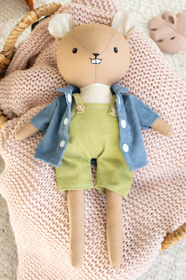 Bella the Beaver – Handmade Plush Doll (Organic Cotton Toy)