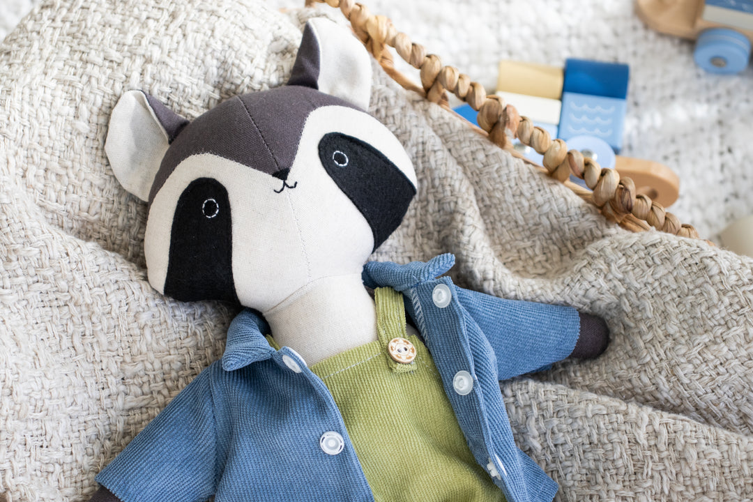 Rita the Raccoon – Handmade Plush Doll (Organic Cotton Toy)