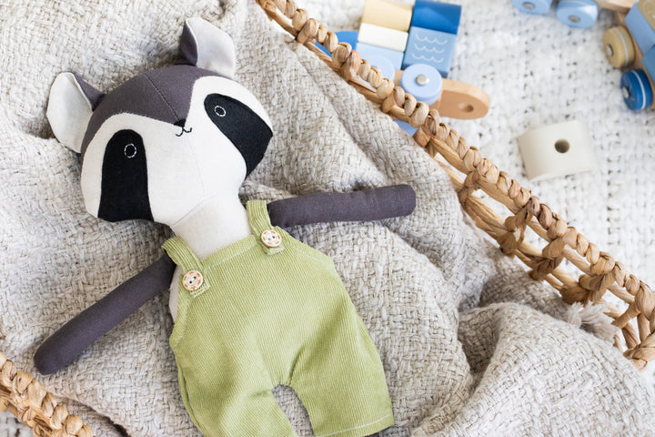 Rita the Raccoon – Handmade Plush Doll (Organic Cotton Toy)