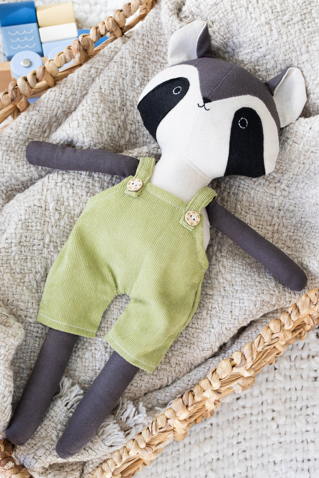 Rita the Raccoon – Handmade Plush Doll (Organic Cotton Toy)