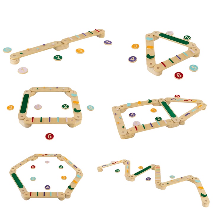 Kids Balance Beam & Stepping Stones Obstacle Course (12pc Montessori Gross Motor Set)