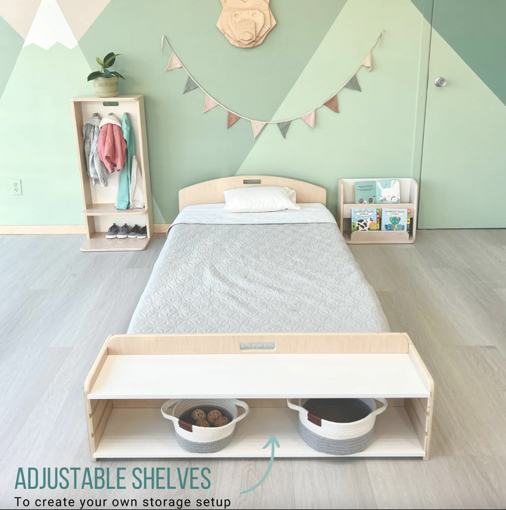 Montessori Floor Bed With Shelf (Twin) Made In Canada