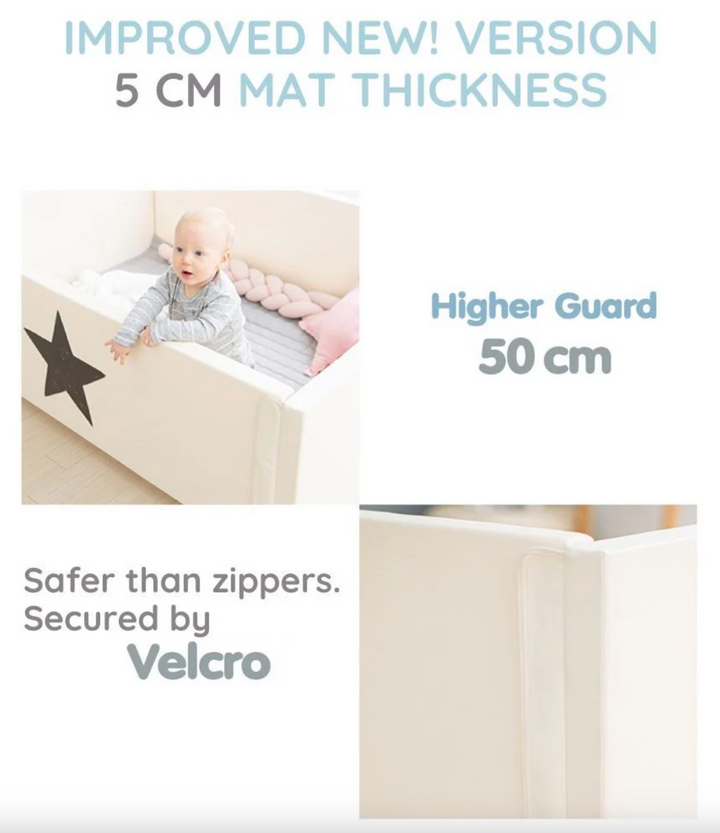 Ggumbi Lucky Star Play Room (XL) – Convertible Foam Play Pen & Bumper Bed, Non-Toxic with Soft Walls