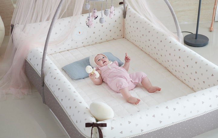 Creamhaus Inua Play Room – Non-Toxic Padded Playpen & Floor Bed (Foam Bumper Walls, Washable Cover)