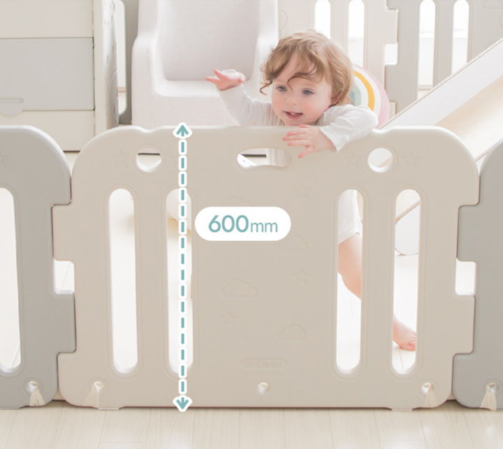 Ggumbi Baby Room Play Pen (14-Panel) – Extra Large Safe Play Yard (Fits 2 Mats, Non-Toxic Plastic)