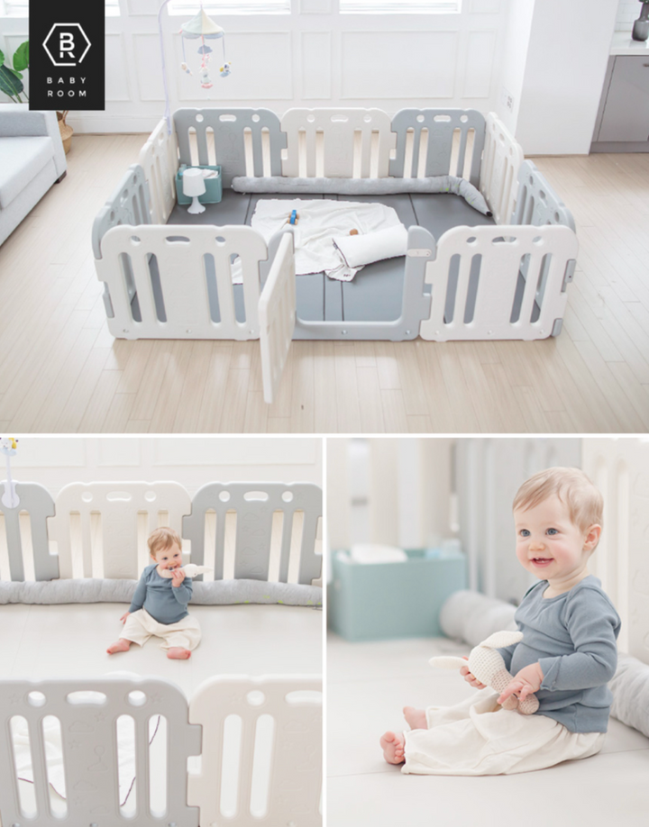 Ggumbi Baby Room Play Pen (10-Panel) – Safe Modular Baby Fence for 1 Play Mat, Non-Toxic PE Construction