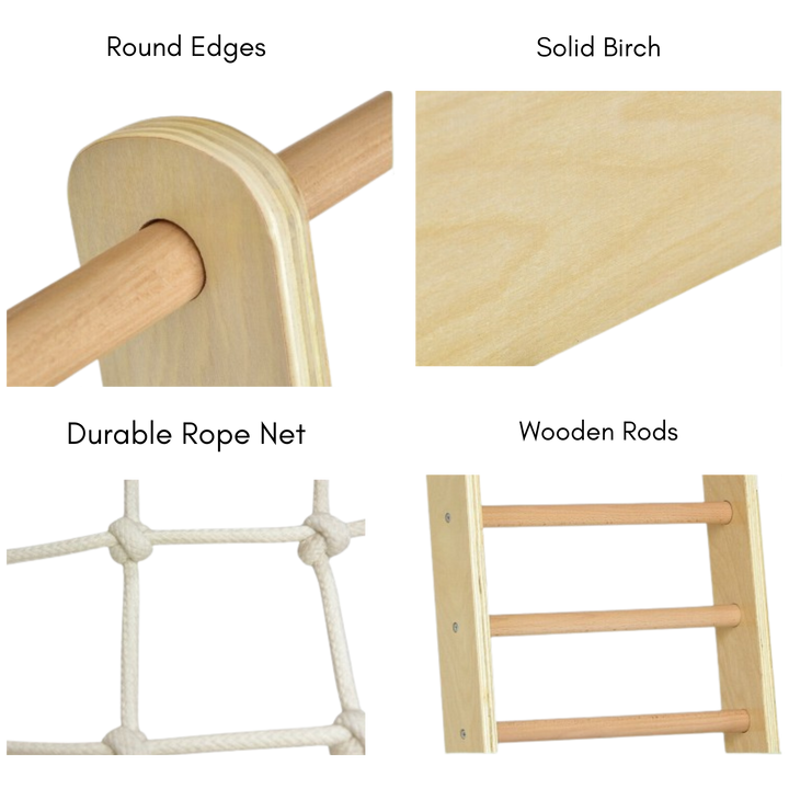 8-in-1 Indoor Jungle Gym Playset – Wooden Kids Climber with Slide & Swing