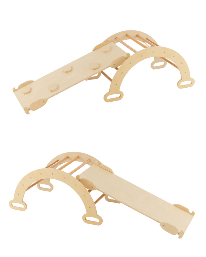 3-in-1 Pikler Climber Set – Triangle, Rocker Arch & Reversible Ramp (Foldable)