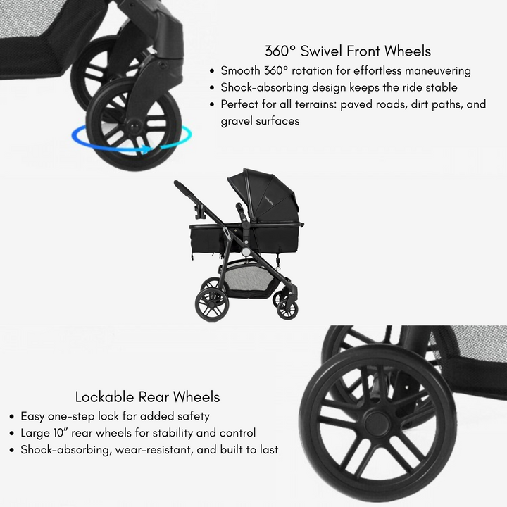 Baby Stroller with Easy One-Hand Fold Design