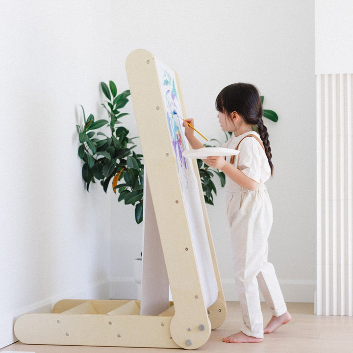 2-in-1 “Slide ’n Sketch” – Folding Kids Slide with Drawing Easel Board (Indoor Play)