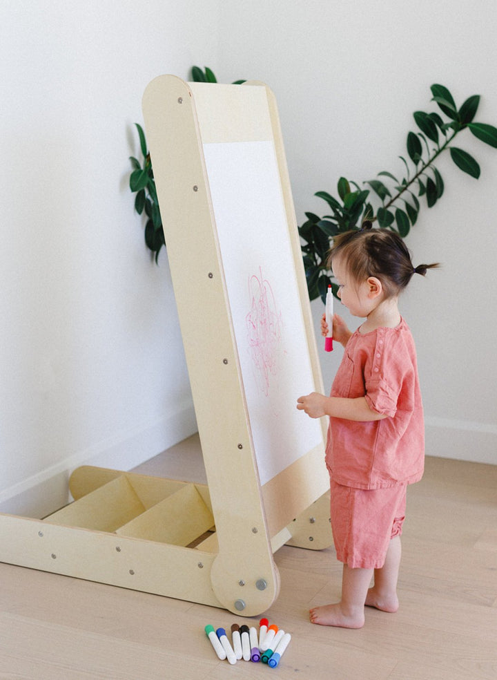 2-in-1 “Slide ’n Sketch” – Folding Kids Slide with Drawing Easel Board (Indoor Play)