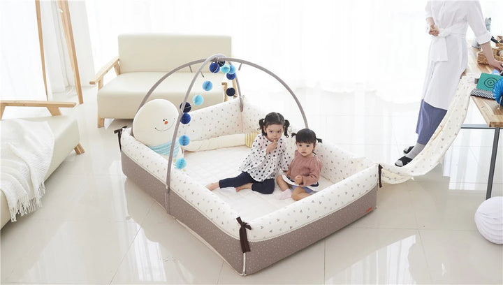 Creamhaus Inua Play Room – Non-Toxic Padded Playpen & Floor Bed (Foam Bumper Walls, Washable Cover)