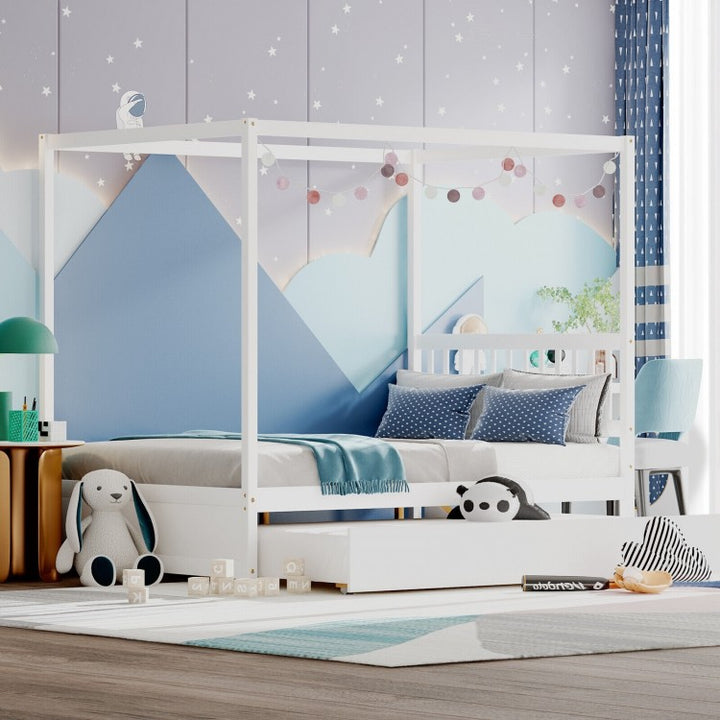 Toddler Canopy Bed With Trundle - FULL SIZE