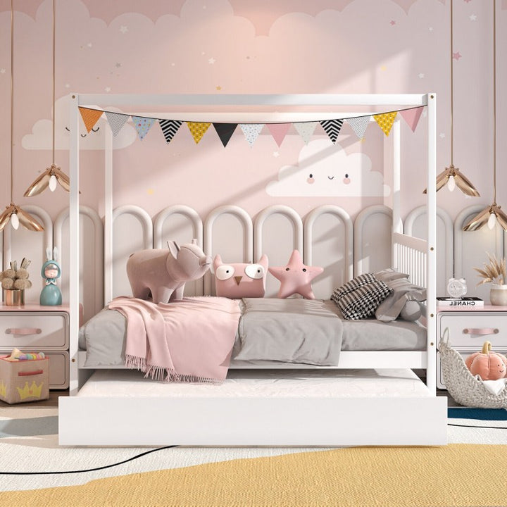 Toddler Canopy Bed With Trundle - FULL SIZE
