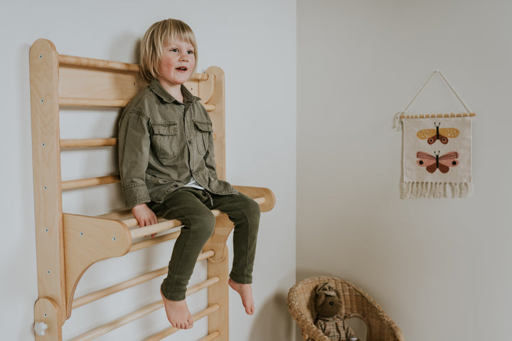 Pikler Triangle & Swedish Ladder Wall Gym – 2-in-1 Kids Climber Set