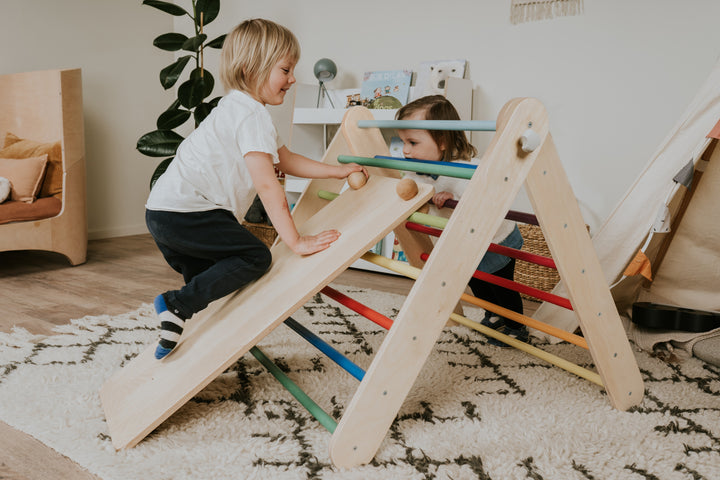 Pikler Triangle & Swedish Ladder Wall Gym – 2-in-1 Kids Climber Set