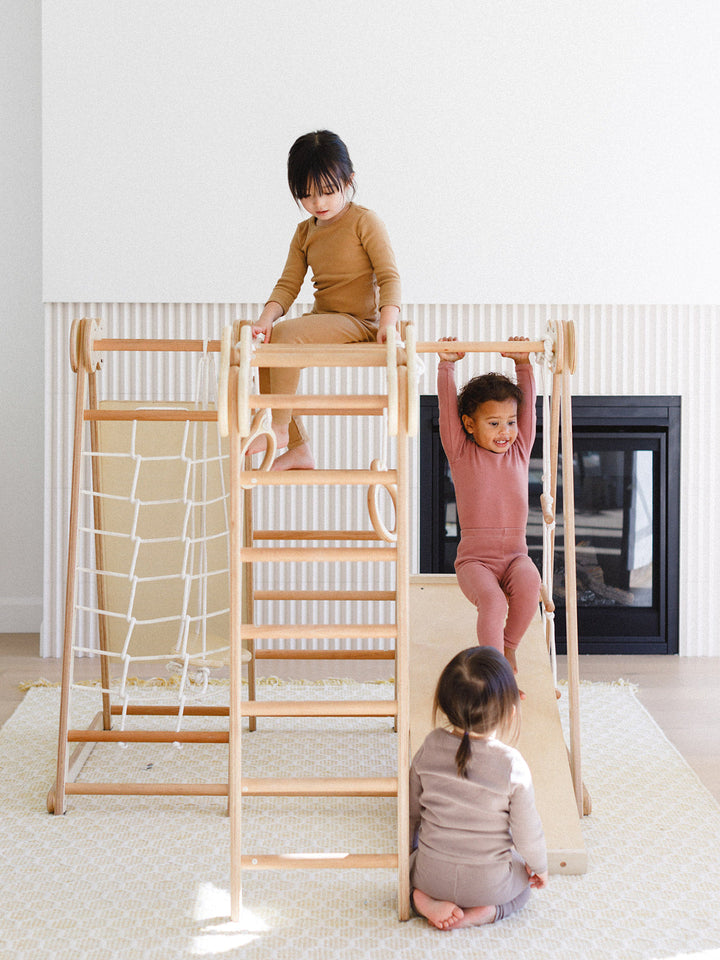 6-in-1 Indoor Jungle Gym for Kids (Climber, Slide, Swing, Monkey Bars)