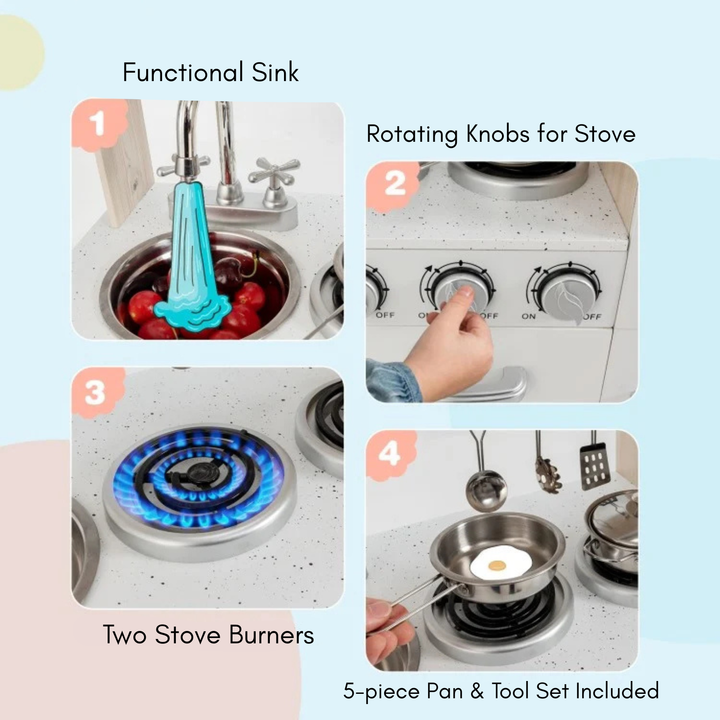 Kids Pretend Play Kitchen with Accessories