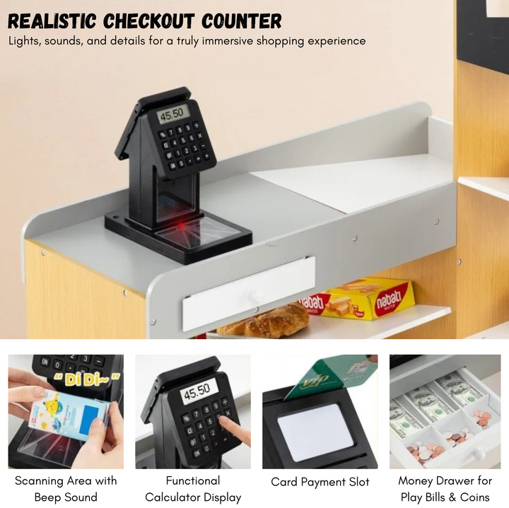 Pretend Play Grocery Store with Shopping Cart