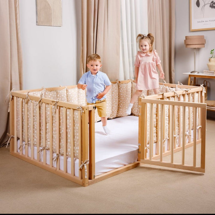 Twin Size Bed Frame for Toddlers with Fence (Twin or Full Size)